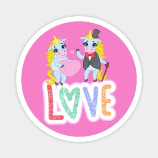 Unicorn loving couple - valentines day Magnet